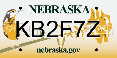 KB2F7Z Nebraska License Plate