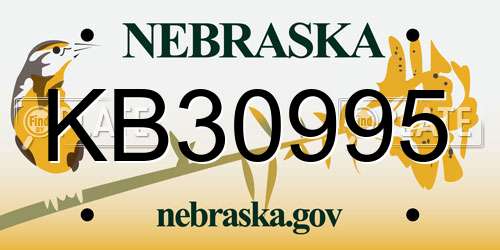 KB30995 Nebraska License Plate
