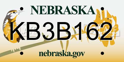 KB3B162 Nebraska License Plate