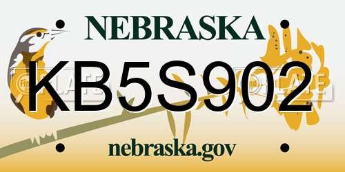 KB5S902 Nebraska License Plate