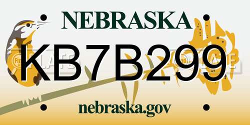 KB7B299 Nebraska License Plate