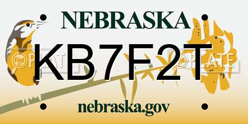 KB7F2T Nebraska License Plate