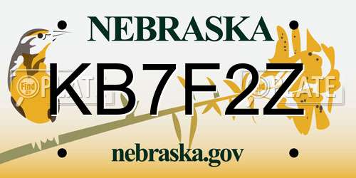KB7F2Z Nebraska License Plate