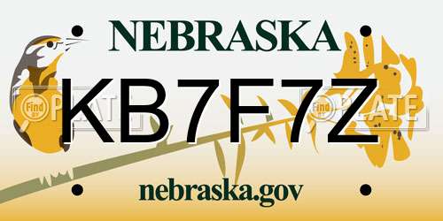 KB7F7Z Nebraska License Plate