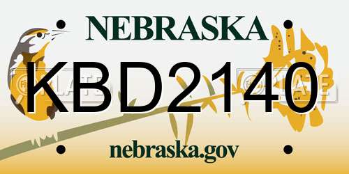 KBD2140 Nebraska License Plate