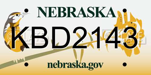 KBD2143 Nebraska License Plate