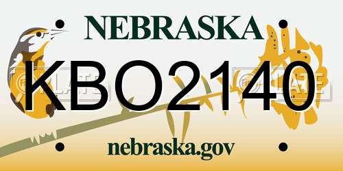 KBO2140 Nebraska License Plate