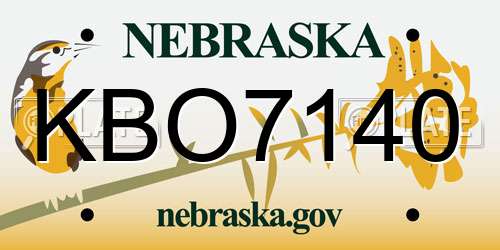 KBO7140 Nebraska License Plate