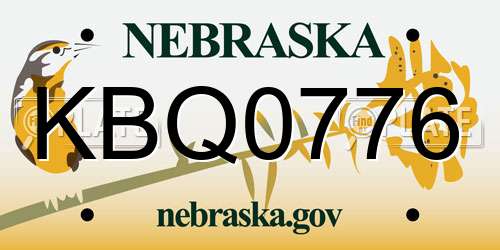 KBQ0776 Nebraska License Plate