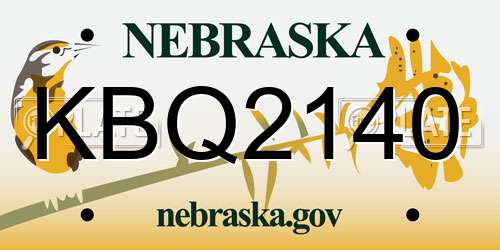 KBQ2140 Nebraska License Plate