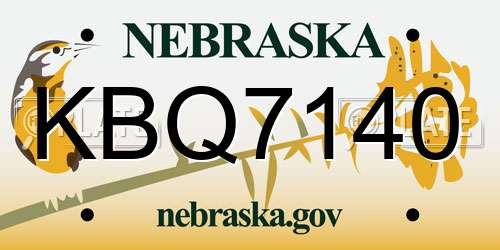 KBQ7140 Nebraska License Plate
