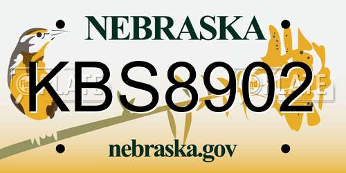 KBS8902 Nebraska License Plate
