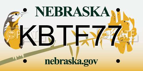 KBTF77 Nebraska License Plate