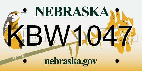 KBW1047 Nebraska License Plate