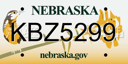 KBZ5299 Nebraska License Plate