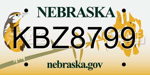 KBZ8799 Nebraska License Plate