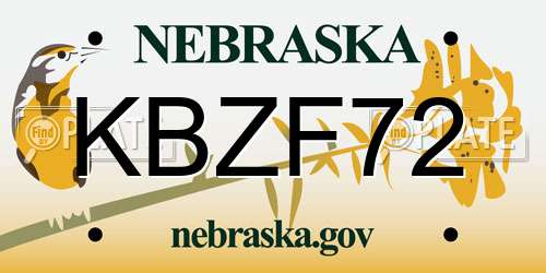 KBZF72 Nebraska License Plate