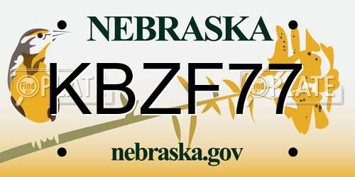 KBZF77 Nebraska License Plate