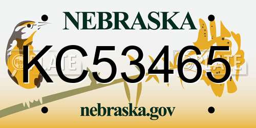 KC53465 Nebraska License Plate