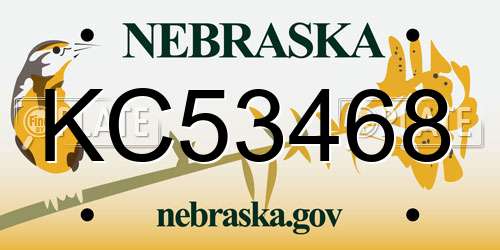 KC53468 Nebraska License Plate