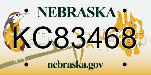 KC83468 Nebraska License Plate