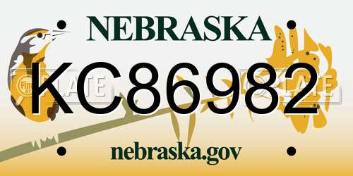 KC86982 Nebraska License Plate