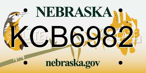 KCB6982 Nebraska License Plate