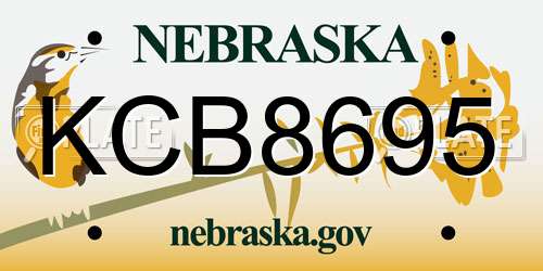 KCB8695 Nebraska License Plate