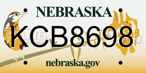 KCB8698 Nebraska License Plate