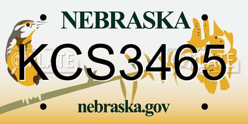 KCS3465 Nebraska License Plate