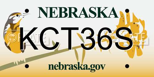 KCT36S Nebraska License Plate