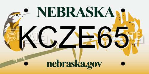 KCZE65 Nebraska License Plate