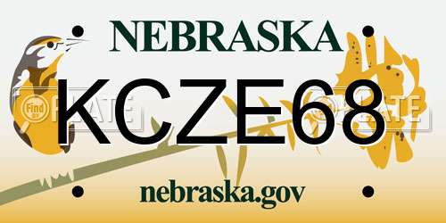 KCZE68 Nebraska License Plate