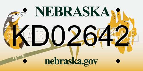 KD02642 Nebraska License Plate