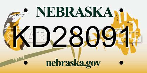 KD28091 Nebraska License Plate