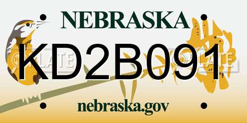 KD2B091 Nebraska License Plate