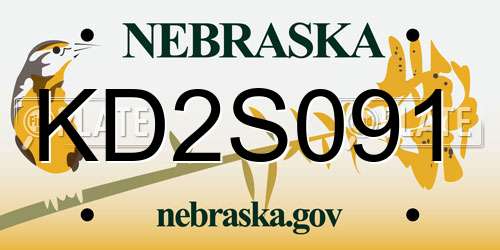 KD2S091 Nebraska License Plate