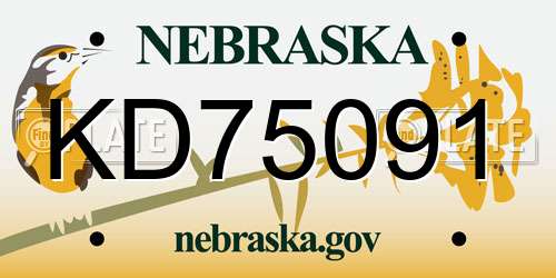 KD75091 Nebraska License Plate