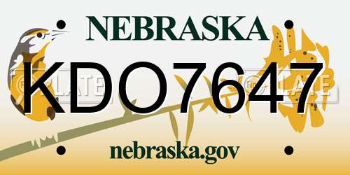 KDO7647 Nebraska License Plate