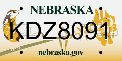 KDZ8091 Nebraska License Plate