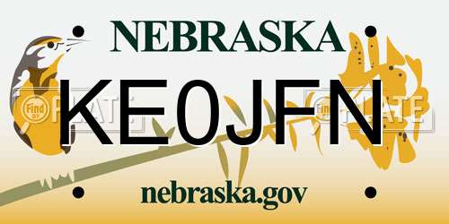 KE0JFN Nebraska License Plate