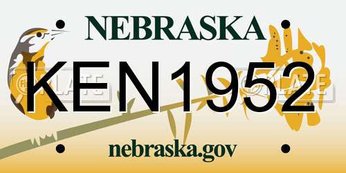 KEN1952 Nebraska License Plate