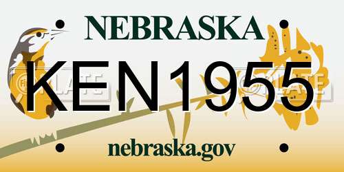 KEN1955 Nebraska License Plate