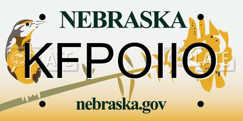 KFPOIIO Nebraska License Plate