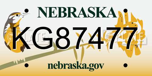 KG87477 Nebraska License Plate