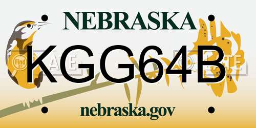 KGG64B Nebraska License Plate