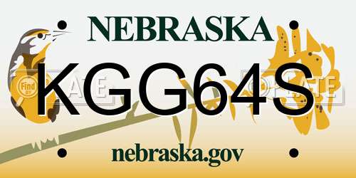 KGG64S Nebraska License Plate