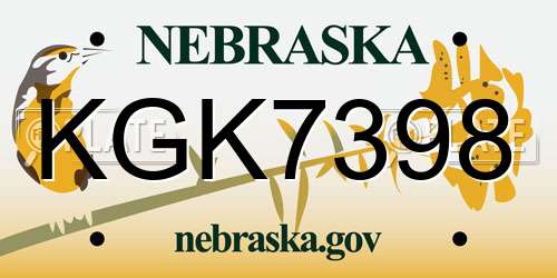 KGK7398 Nebraska License Plate