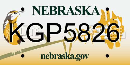 KGP5826 Nebraska License Plate