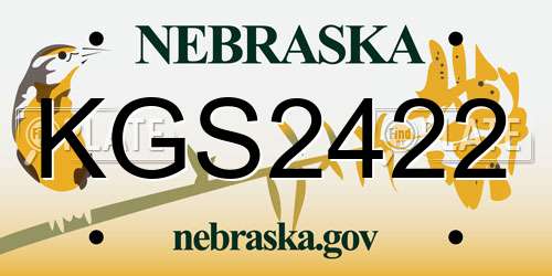 KGS2422 Nebraska License Plate
